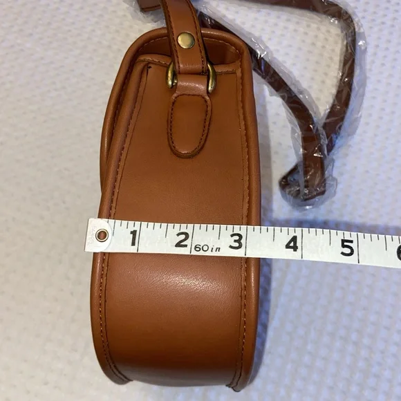 NEW! Vegan Leather Crossbody Purse Bag British Tan Brown - Picture 15 of 17